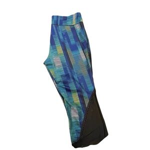 Fila Blue and Black Striped Cropped Athletic Pants- XL